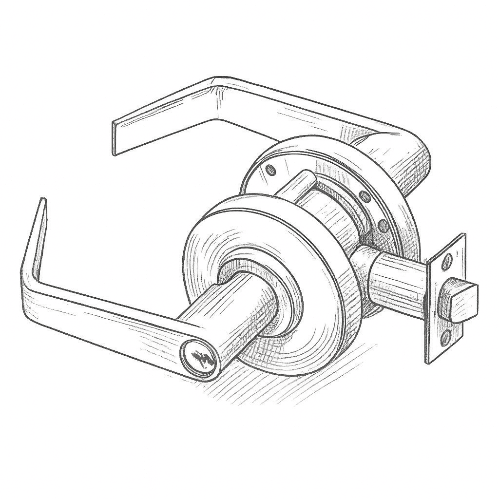 Drawing of a commercial grade cylindrical lever